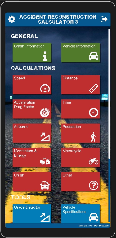 Accident Reconstruction Calculator 3 Screenshot