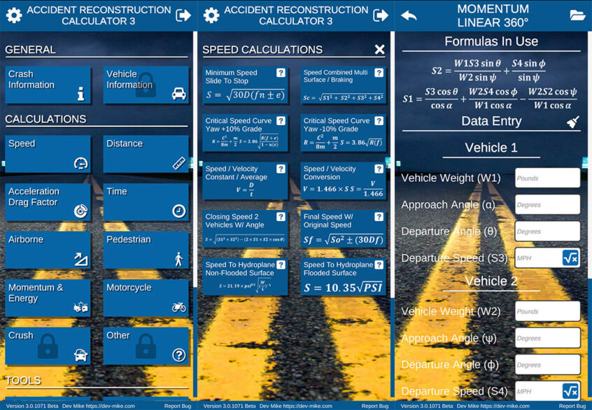 Accident Reconstruction Calculator 3 Android Internal Test Release